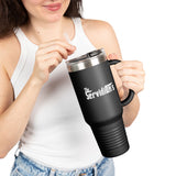 40oz The ServidiOH's Matte Black Tumbler with Straw & Handle